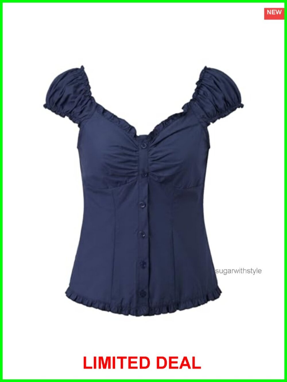 Women's Square Neck Crop Top Button Down Cap Sleeve Y2k Coquette